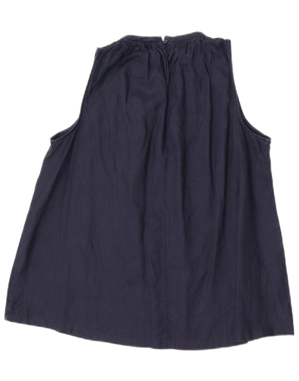 Camicetta senza maniche da donna Benetton Top UK 10 Small Lino blu navy