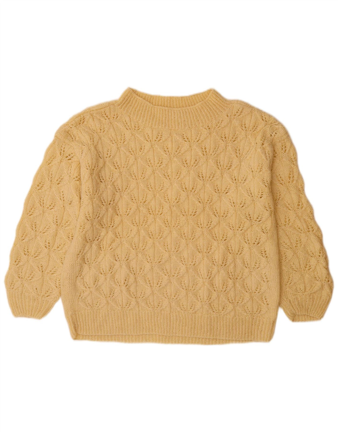 Maglione maglione collo alto da donna VINTAGE UK 14 grande beige