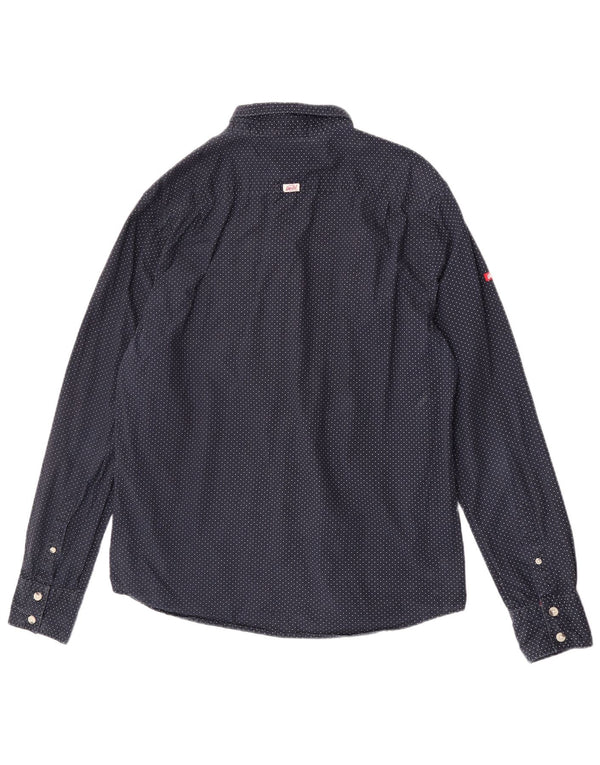 Camicia da uomo Superdry 2XL cotone a pois blu navy