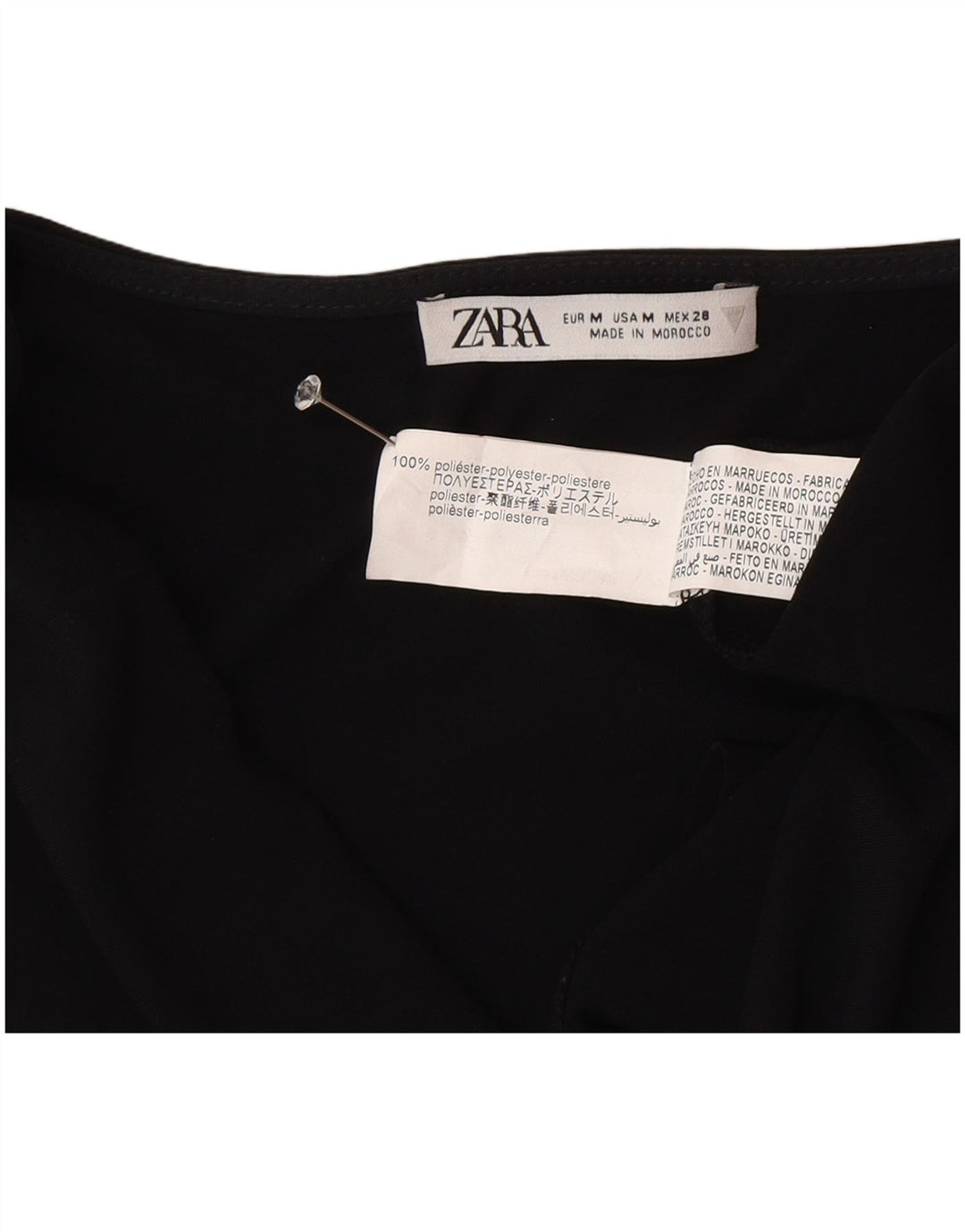Top in camicetta senza maniche da donna Zara UK 12 poliestere nero medio
