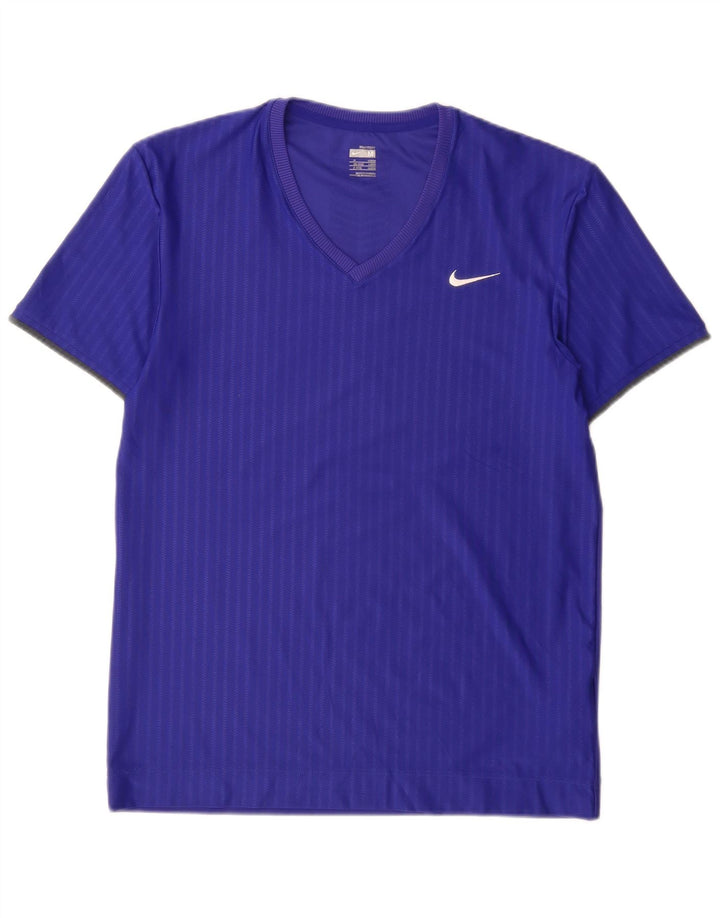 T-shirt da uomo Nike UK 39/41 poliestere a righe blu medio