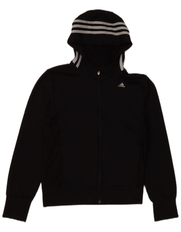 Felpa con cappuccio e zip ADIDAS Climacool per ragazze 11-12 anni in poliestere nero