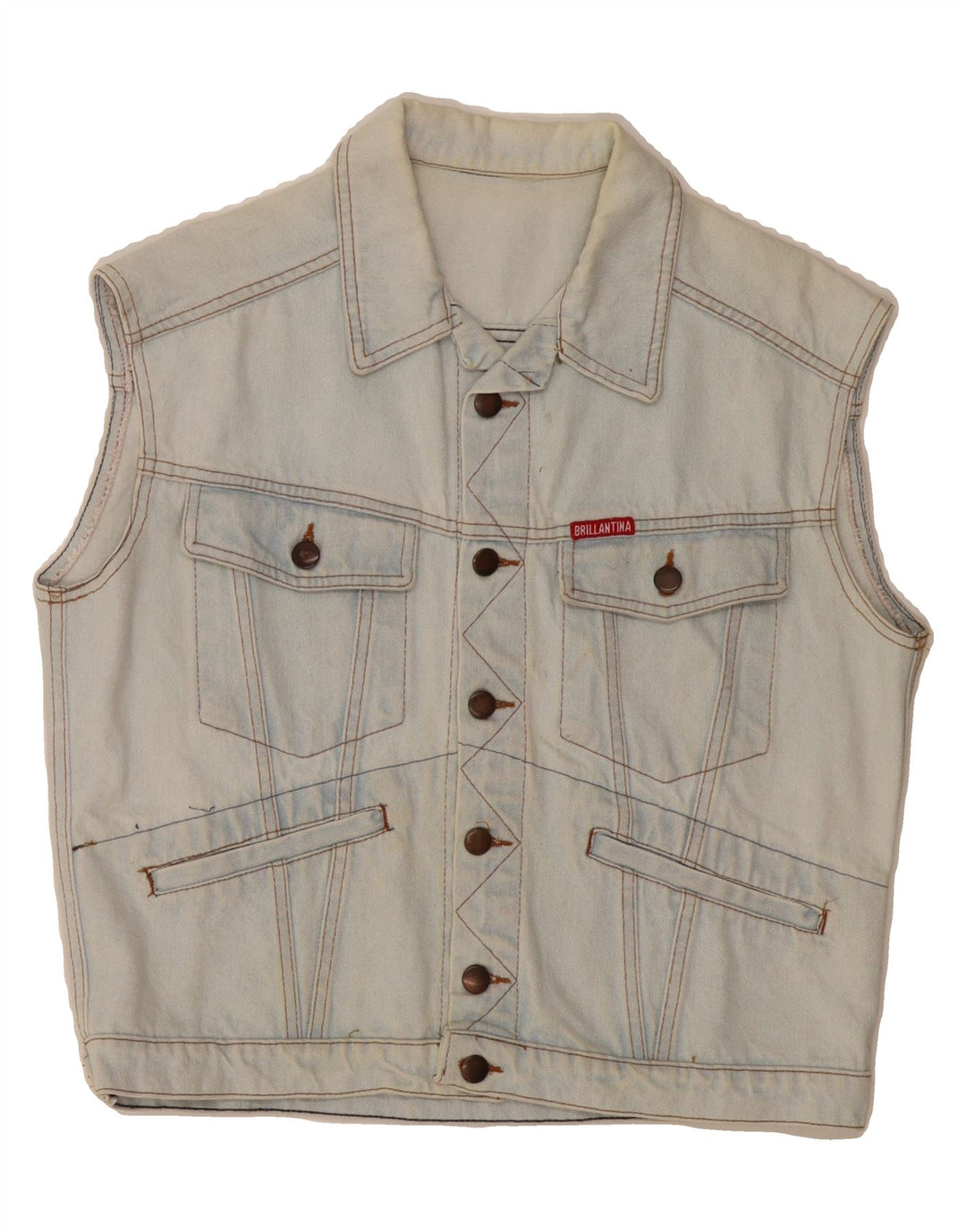 VINTAGE Womens Denim Gilet UK 14 Medium Blue Cotton Vintage Vintage and Second-Hand Vintage from Messina Hembry 