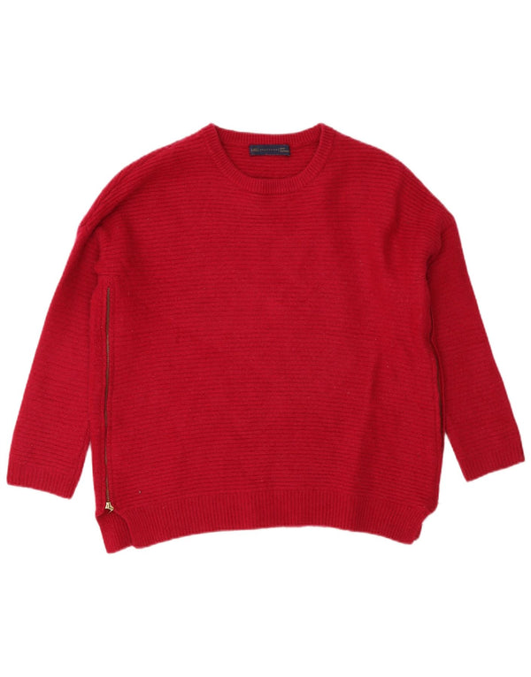 Maglione maglione girocollo da donna Marks & Spencer vestibilità comoda UK 10 piccolo rosso