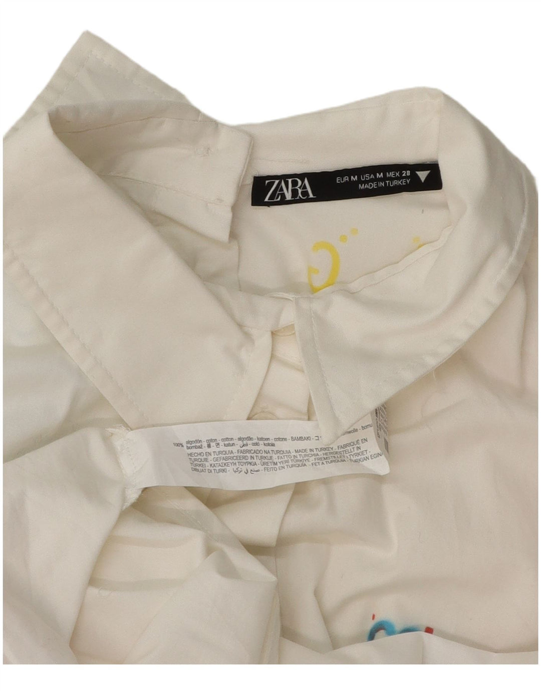 Camicia oversize da donna Zara UK 14 Cotone geometrico bianco medio