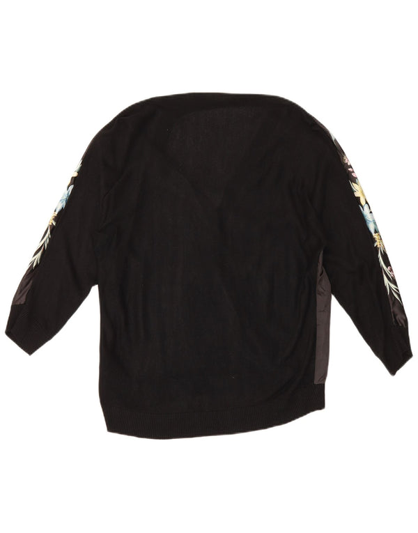 Camicetta da donna con maniche a 3/4 Oasis UK 10 piccola viscosa floreale nera