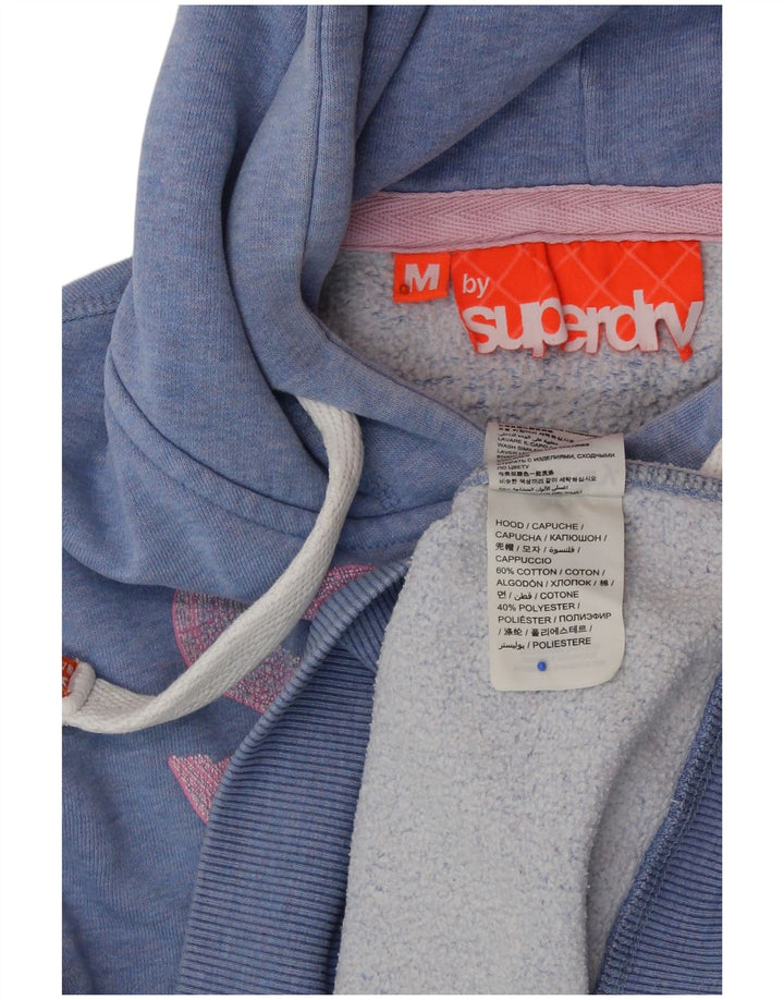 Maglione con cappuccio grafico da donna SUPERDRY UK 14 Cotone screziato blu medio