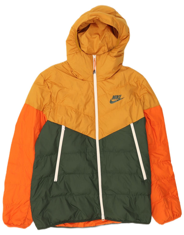 Giacca imbottita con cappuccio Nike da uomo UK 40 Large Giallo Colourblock Poliestere