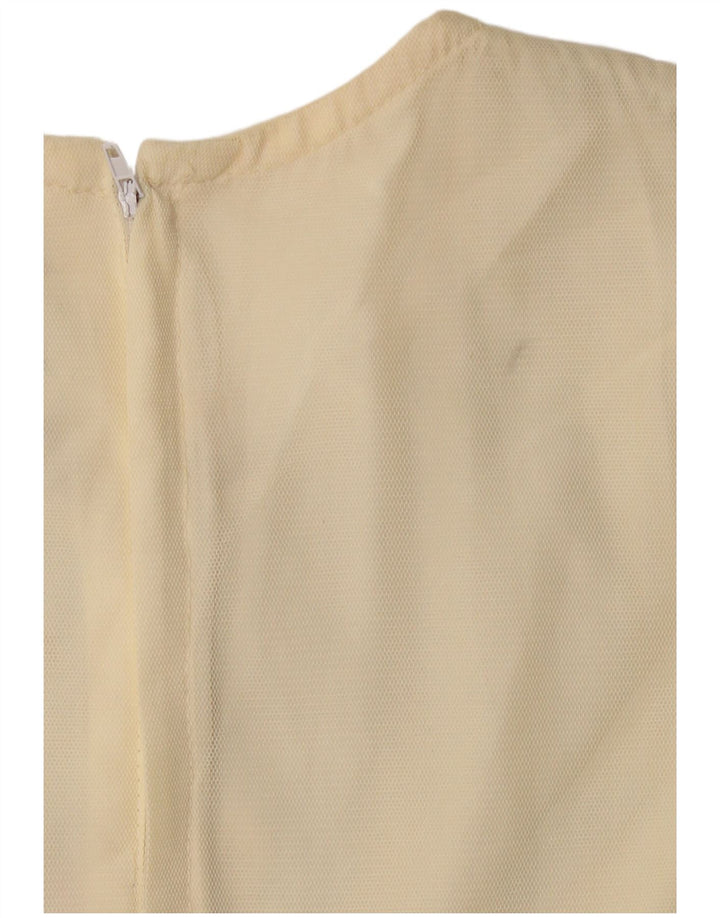 Abito a trapezio a maniche lunghe da donna VINTAGE US 6 Beige medio floreale