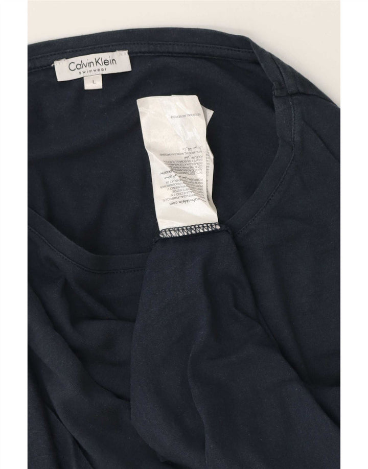 T-shirt grafica da uomo Calvin Klein Top Large in cotone blu navy