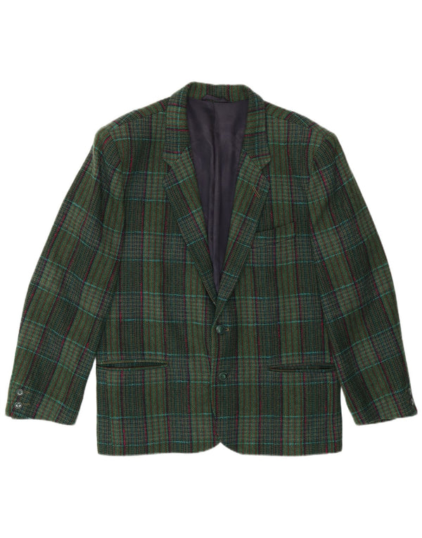 Giacca blazer da uomo a 2 bottoni KRUNA IT 48 in lana vergine a quadri verde medio