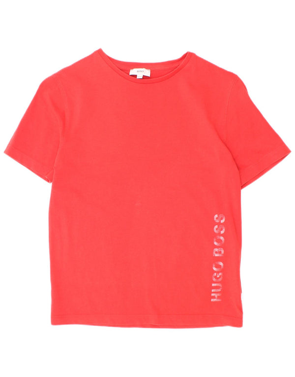 T-shirt grafica da ragazzo Hugo Boss Top 9-10 anni in cotone rosso