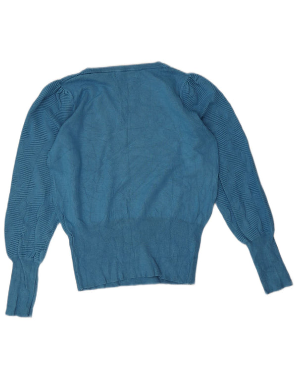 Maglione maglione con scollo a barca da donna Marks & Spencer UK 10 piccolo Chevron blu
