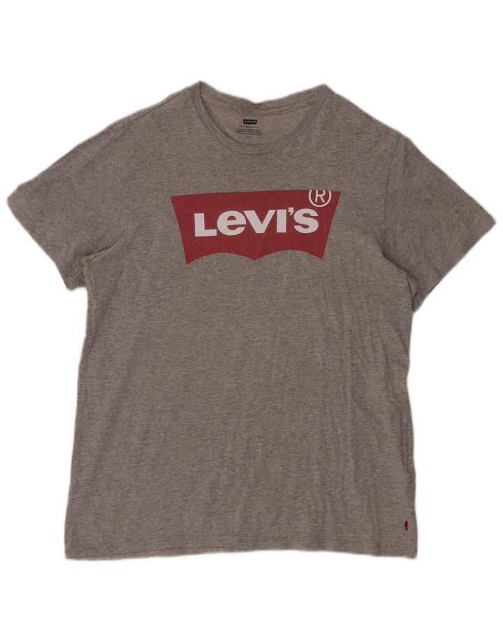 T-shirt grafica da uomo LEVI'S Top grande in cotone grigio