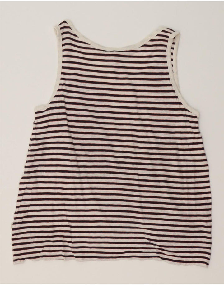 LEVI'S Womens Vest Top UK 14 Medium White Striped Vintage Levi's and Second-Hand Levi's from Messina Hembry 