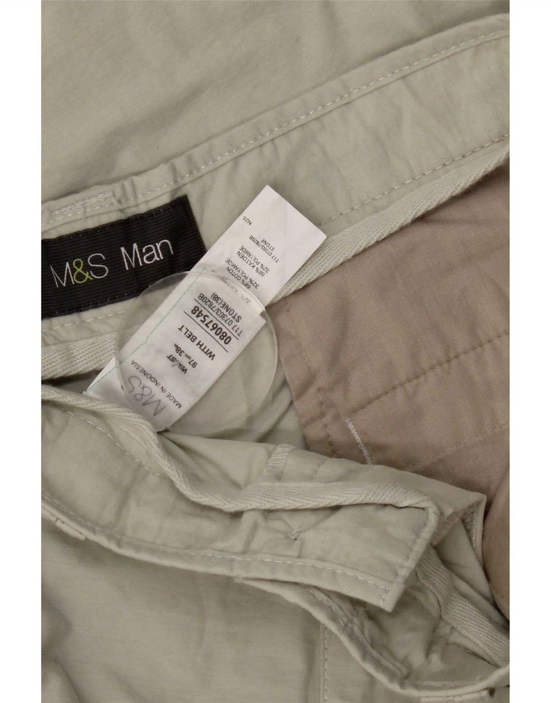 Bermuda cargo da uomo Marks & Spencer W38 XL in cotone beige