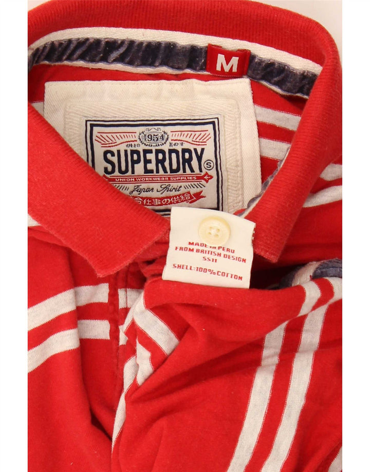 Polo da uomo con grafica Superdry in cotone a righe rosse medie