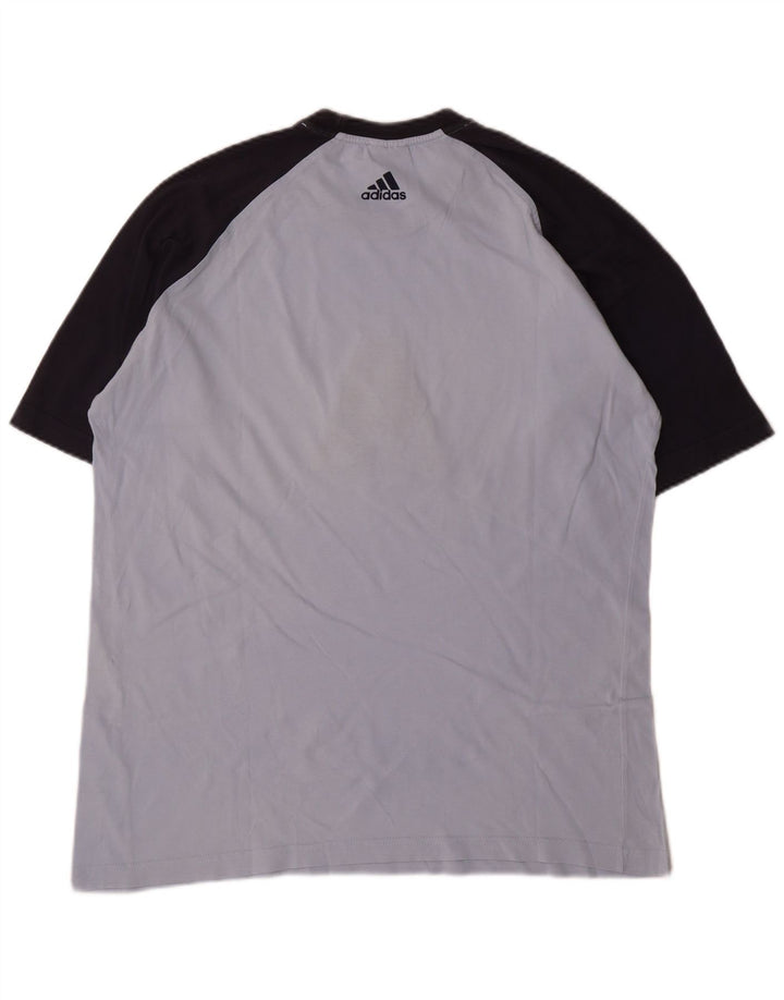 T-shirt grafica da uomo Adidas Top in cotone color block blu medio