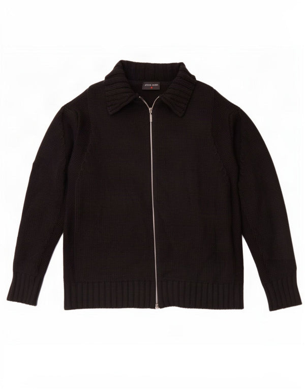 Pierre Cardin Mens Cardigan Sweater IT 56 2XL Black Merino Wool