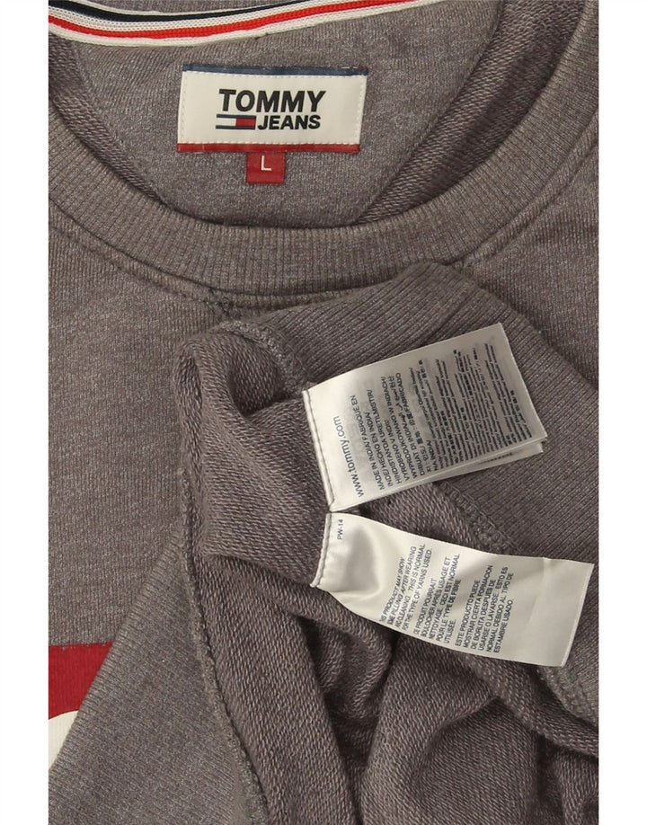 TOMMY HILFIGER Felpa grafica da uomo Maglione grande cotone grigio