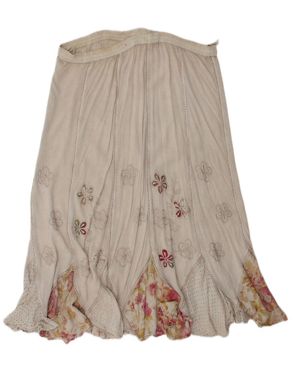 Gonna zingara vintage da donna XL W38 in viscosa floreale beige