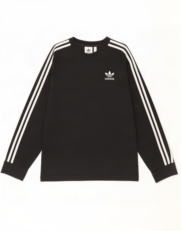 Top Adidas da uomo a manica lunga piccolo in cotone nero