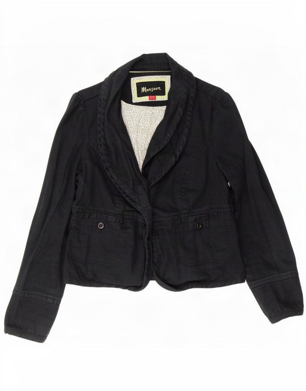 Giacca blazer da donna a 1 bottone Monsoon UK 16 grande cotone nero