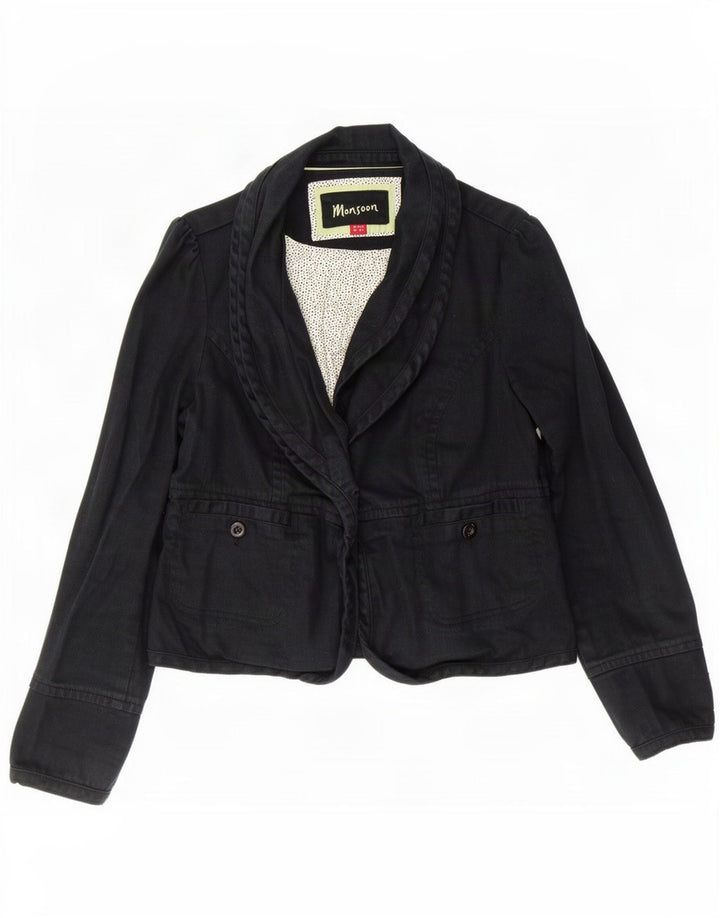 Giacca blazer da donna a 1 bottone Monsoon UK 16 grande cotone nero