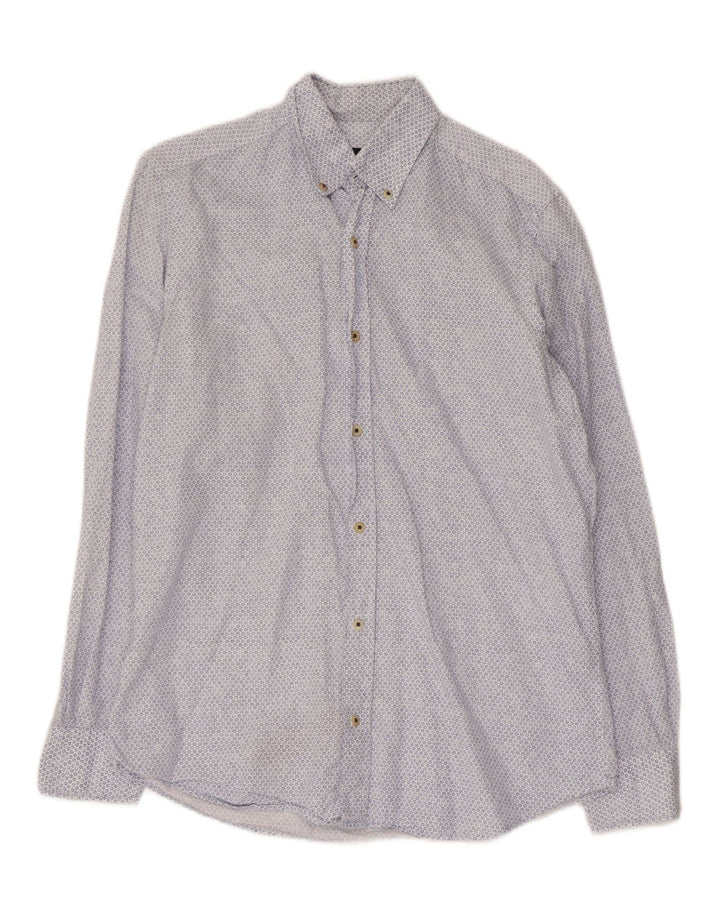 Camicia Uomo Massimo Dutti Piccola Cotone Floreale Blu