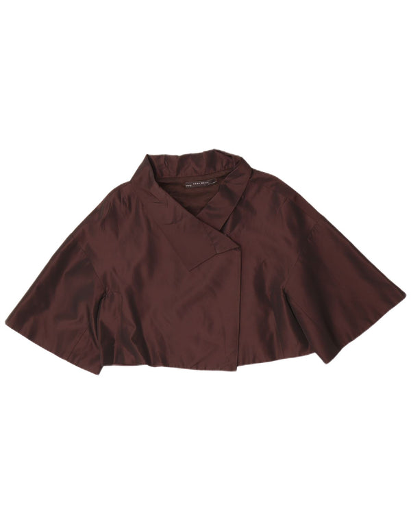 Giacca Bolero a maniche corte da donna Zara UK 16 grande acetato marrone