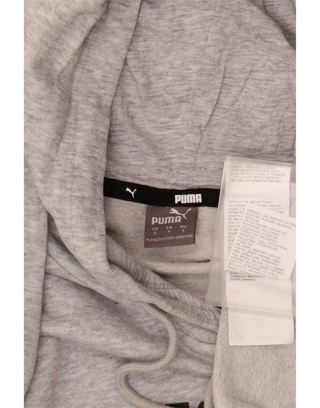 Felpa con cappuccio grafica da uomo Puma piccola in cotone grigio