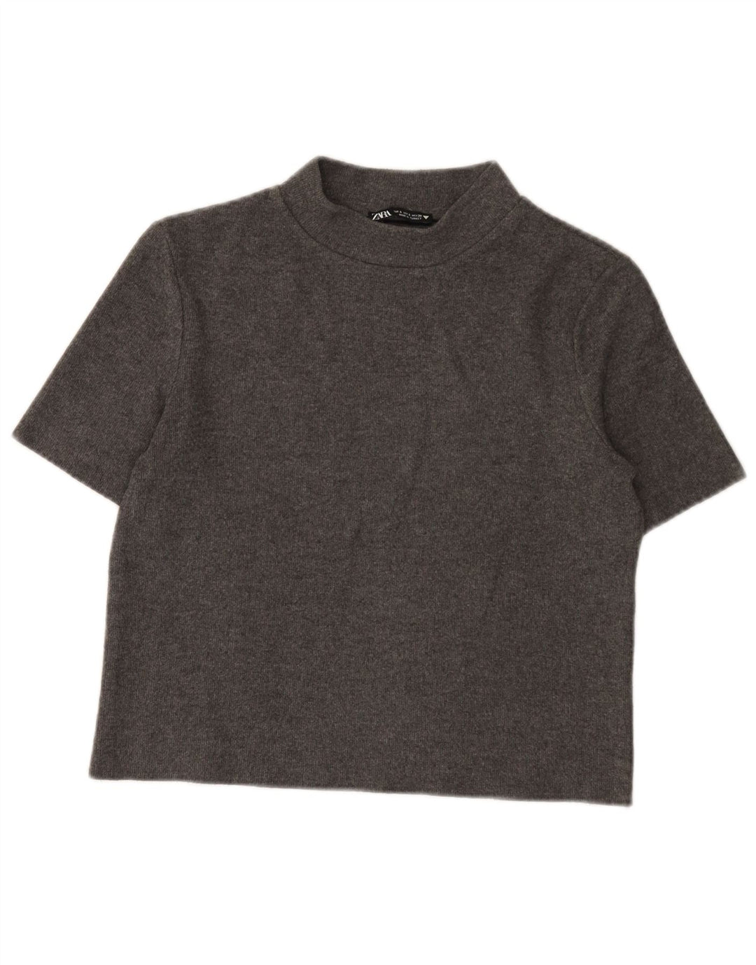 T-shirt corta da donna Zara UK 10 piccola grigia in poliestere