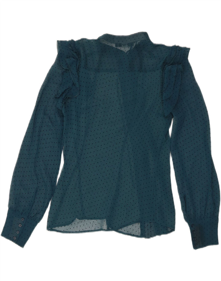Camicetta da donna con cravatta trasparente sul davanti da donna Oasis UK 8 piccola blu maculata