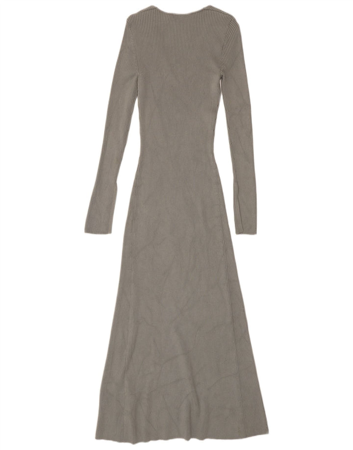 Abito maxi maglione Zara da donna UK 8 piccolo in viscosa grigia