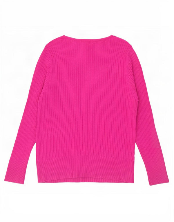 Maglione con scollo a V da donna Marks & Spencer UK 22 3XL Viscosa rosa