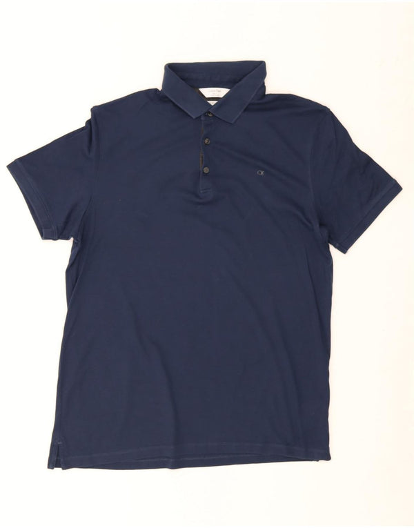 Polo da uomo Body Fit Calvin Klein grande in cotone blu navy