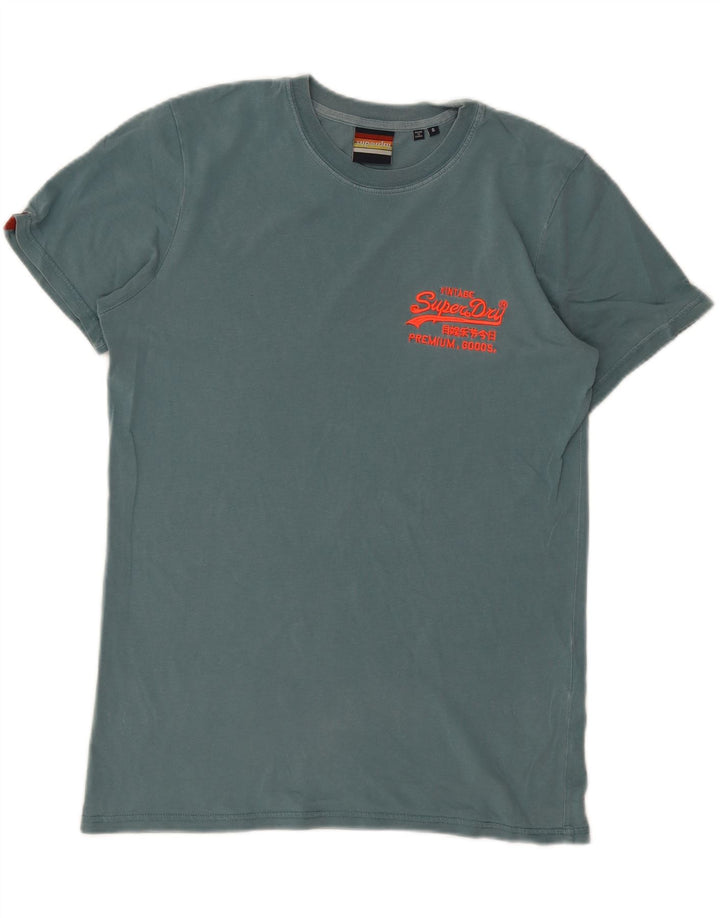 T-shirt grafica da uomo SUPERDRY Top in cotone blu piccolo