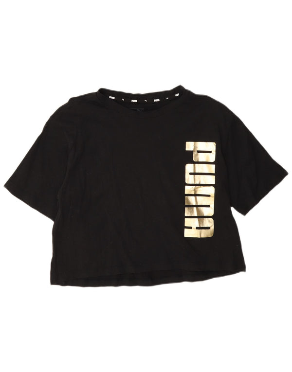 T-shirt grafica corta da donna Puma UK 14 cotone medio nero