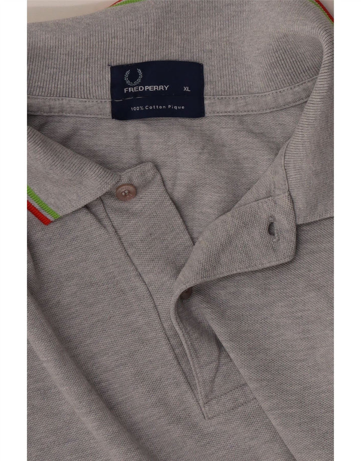 Polo da uomo Fred Perry XL in cotone chiazzato grigio