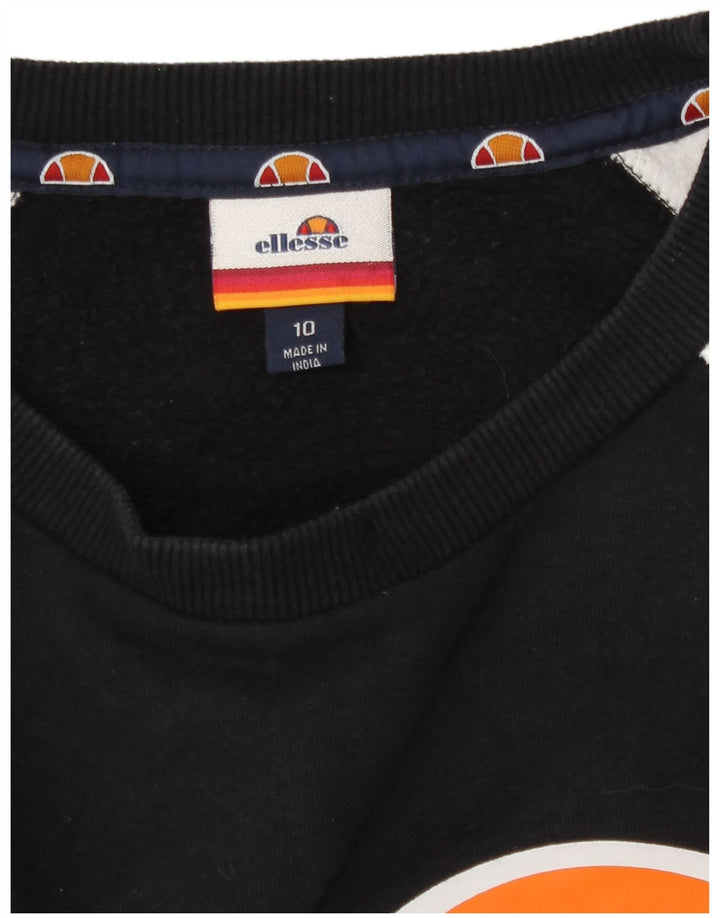 Felpa grafica da donna Ellesse Maglione UK 10 Small Black Colourblock