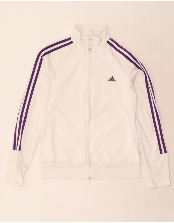 Giacca da tuta da donna Adidas UK 12/14 poliestere bianco medio