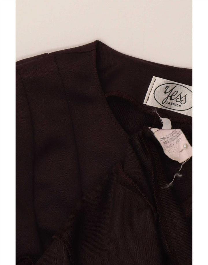 Abito a trapezio a maniche lunghe da donna vintage IT 32 2XS Poliestere marrone