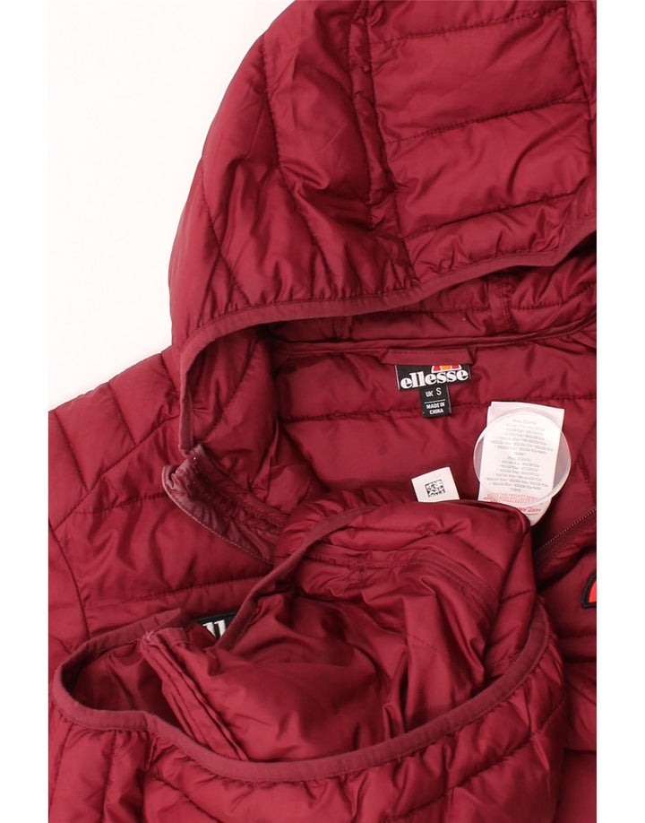 ELLESSE Womens Hooded Padded Jacket UK 10 Small Burgundy Polyester Vintage Ellesse and Second-Hand Ellesse from Messina Hembry 