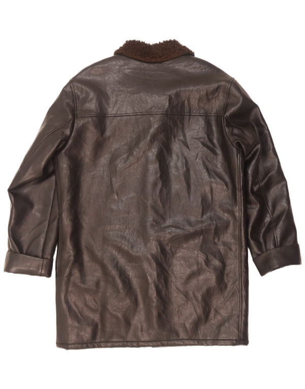 Cappotto vintage da uomo in ecopelle Sherpa UK 42 XL Micropolifil nero