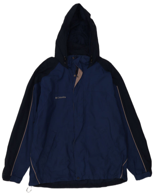 Giacca antipioggia Columbia Omni-Tech da uomo UK 40 Large Blu Navy Colourblock