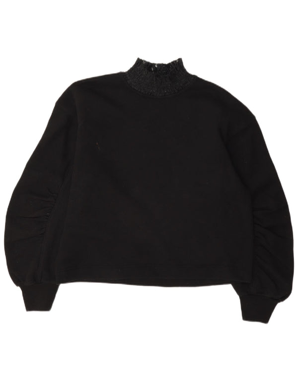 Camicetta oversize a maniche lunghe da donna Zara UK 10 piccola in cotone nero