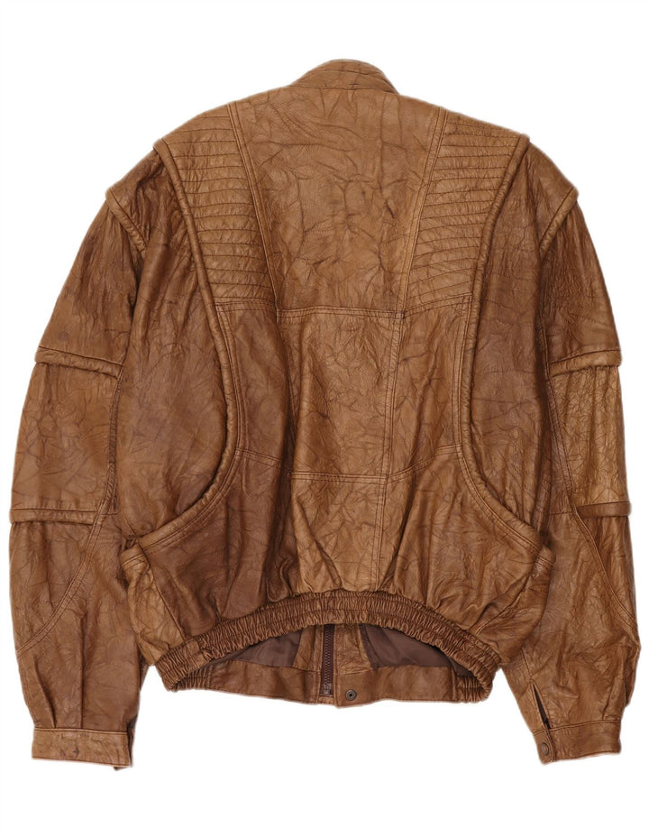 Giacca in pelle vintage da uomo UK 42 XL Marrone