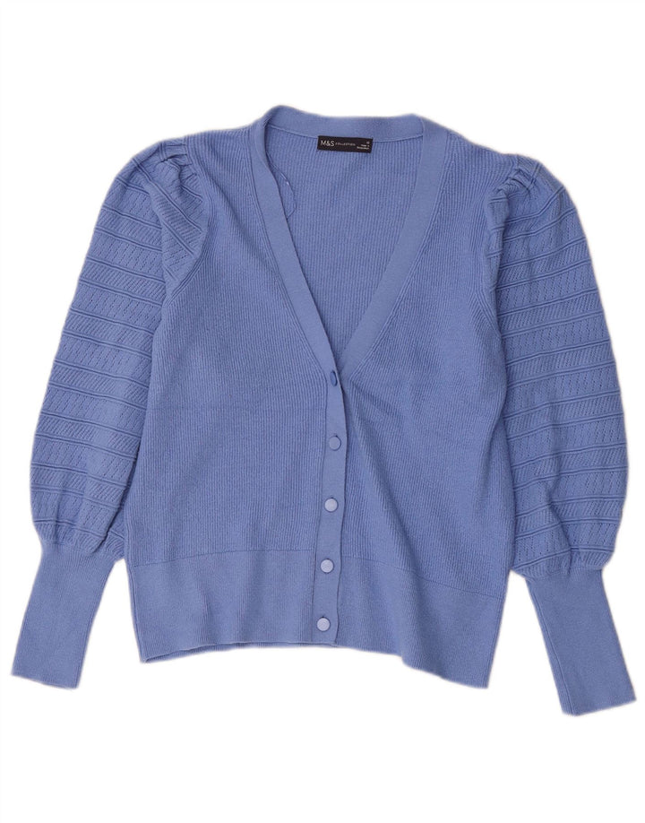 Maglione cardigan da donna Marks & Spencer UK 12 Viscosa blu medio