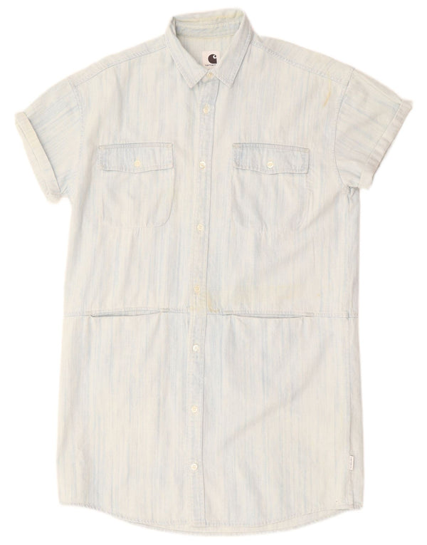 Abito camicia di jeans a maniche corte oversize da donna Carhartt UK 10 piccolo blu