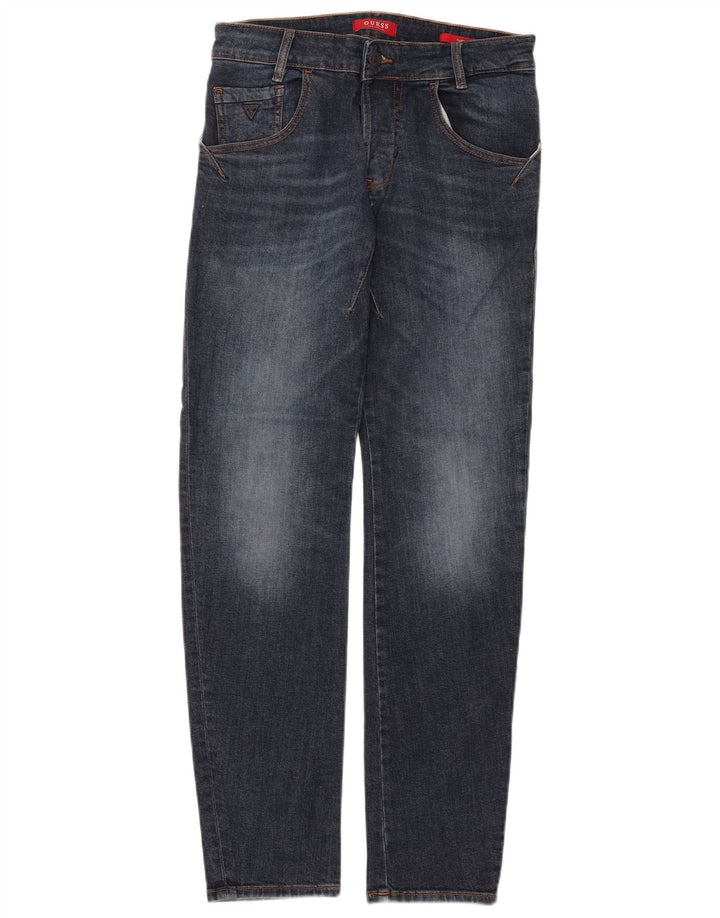 GUESS Mens Tapered Jeans W28 L32 Navy Blue Cotton